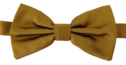 Elegant Mustard Yellow Silk Bow Tie