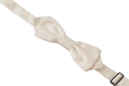 Elegant White Silk Bow Tie