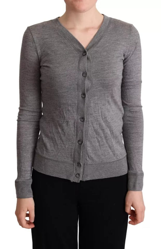 Gray Wool Button Down Cardigan Sweater