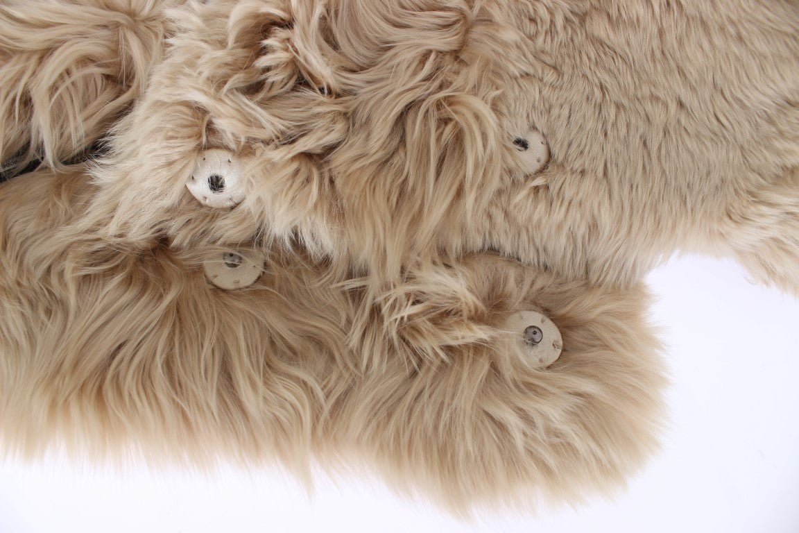 Elegant Alpaca Fur Shoulder Wrap in Beige
