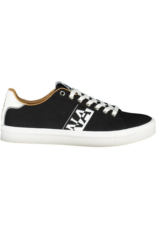 Black Lace-Up Sneakers with Contrasting Accents