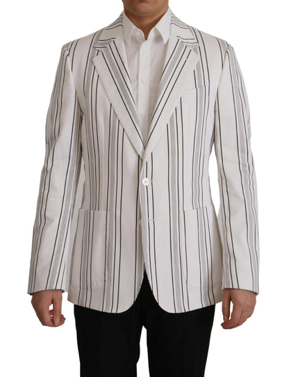 Elegant Striped Cotton Blend Blazer