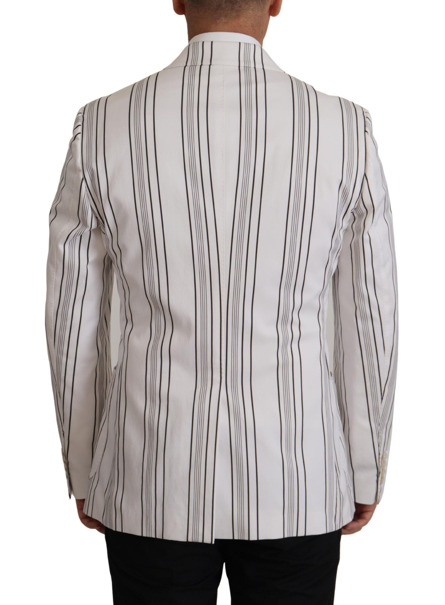 Elegant Striped Cotton Blend Blazer