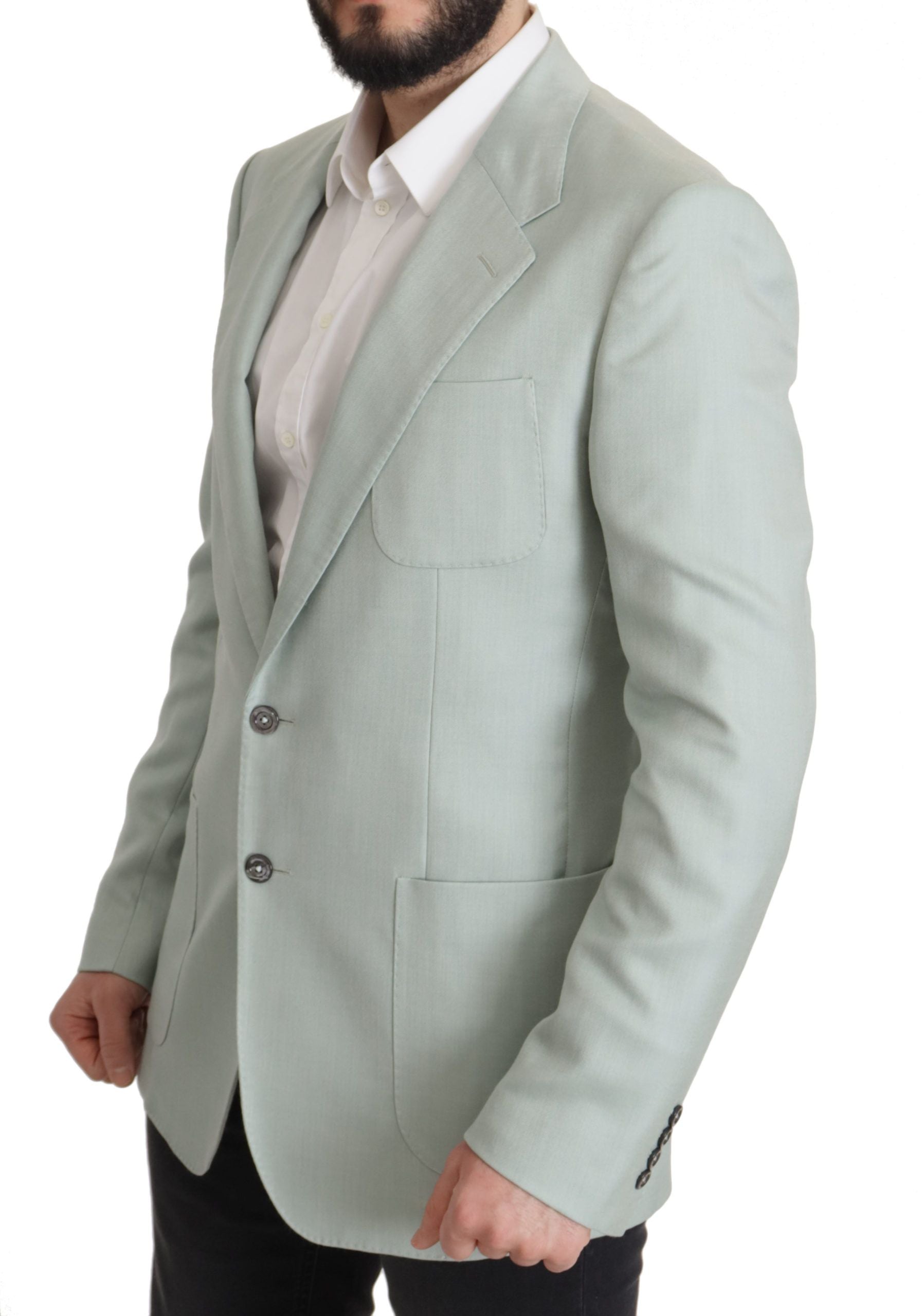 Elegant Mint Green Silk-Cashmere Blazer