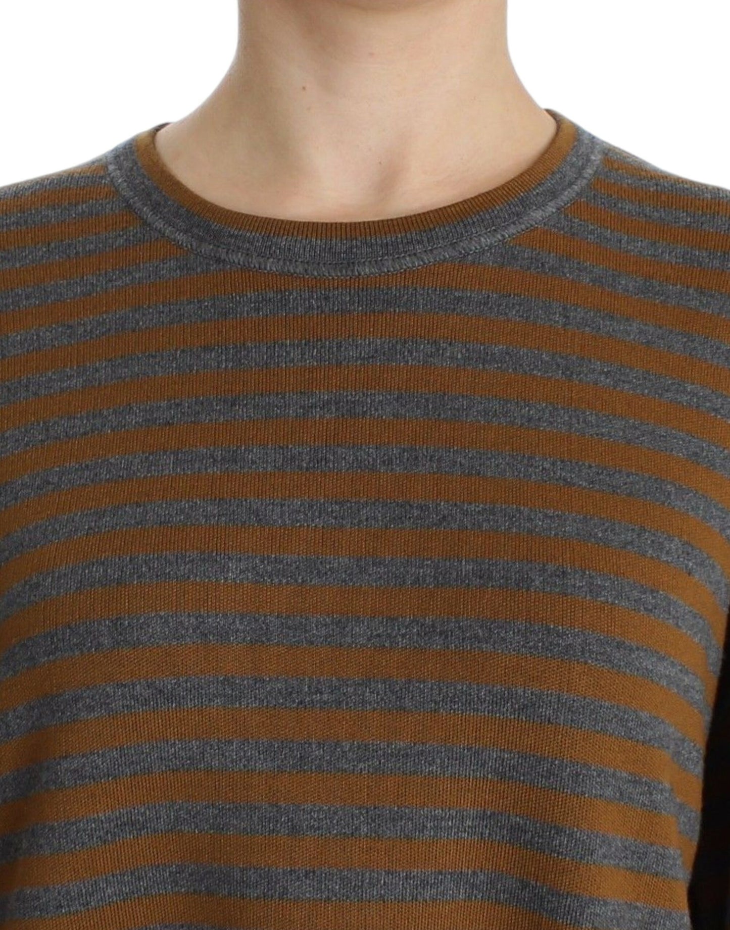 Yellow & Gray Striped Oversized Sweater