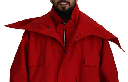 Sleek Red Lightweight Windbreaker Jacket