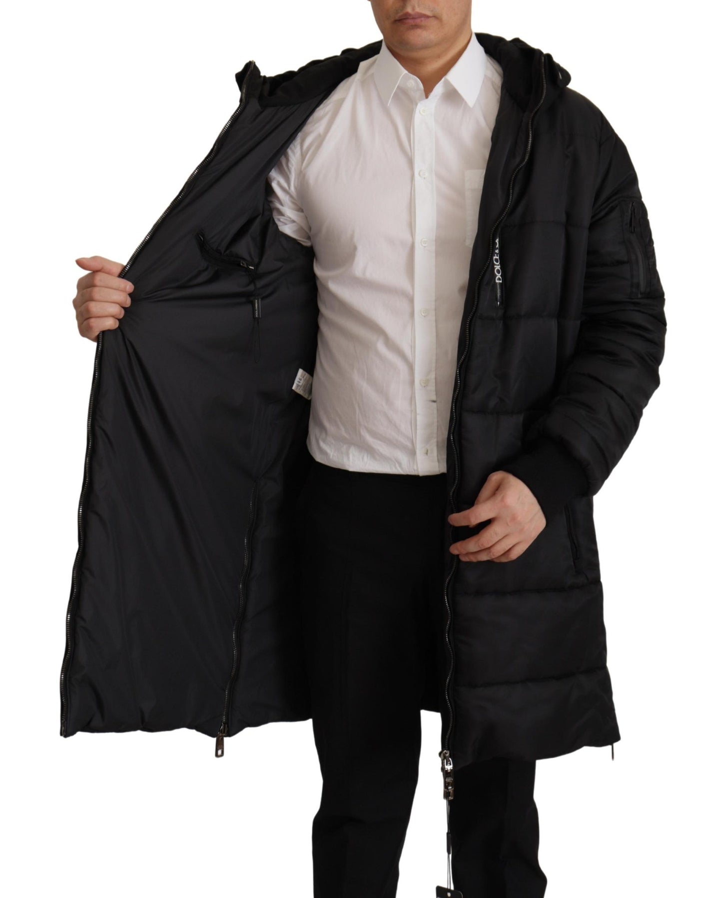 Elegant Black Hooded Parka Winter Jacket