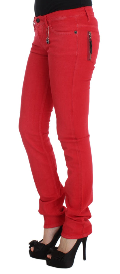 Chic Red Slim Fit Jeans