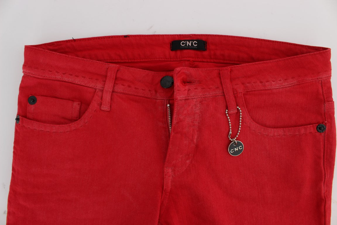 Chic Red Slim Fit Jeans