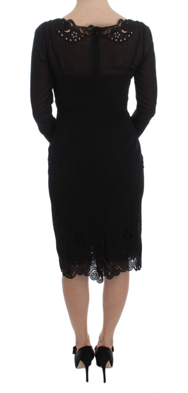 Elegant Black Floral Lace Sheath Dress