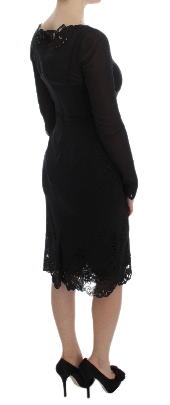 Elegant Black Floral Lace Sheath Dress