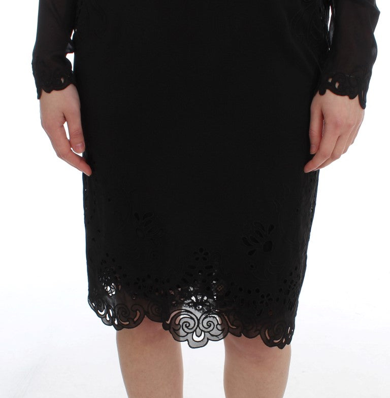 Elegant Black Floral Lace Sheath Dress