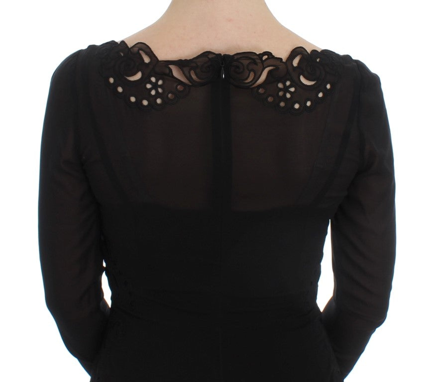 Elegant Black Floral Lace Sheath Dress