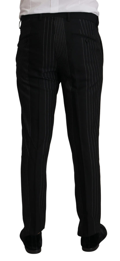 Elegant Black Striped Slim Fit Two-Piece Suit