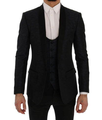 Elegant Blue & Black Slim Fit Suit Ensemble