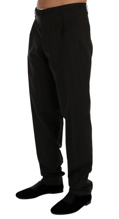 Elegant Brown Striped Dress Trousers