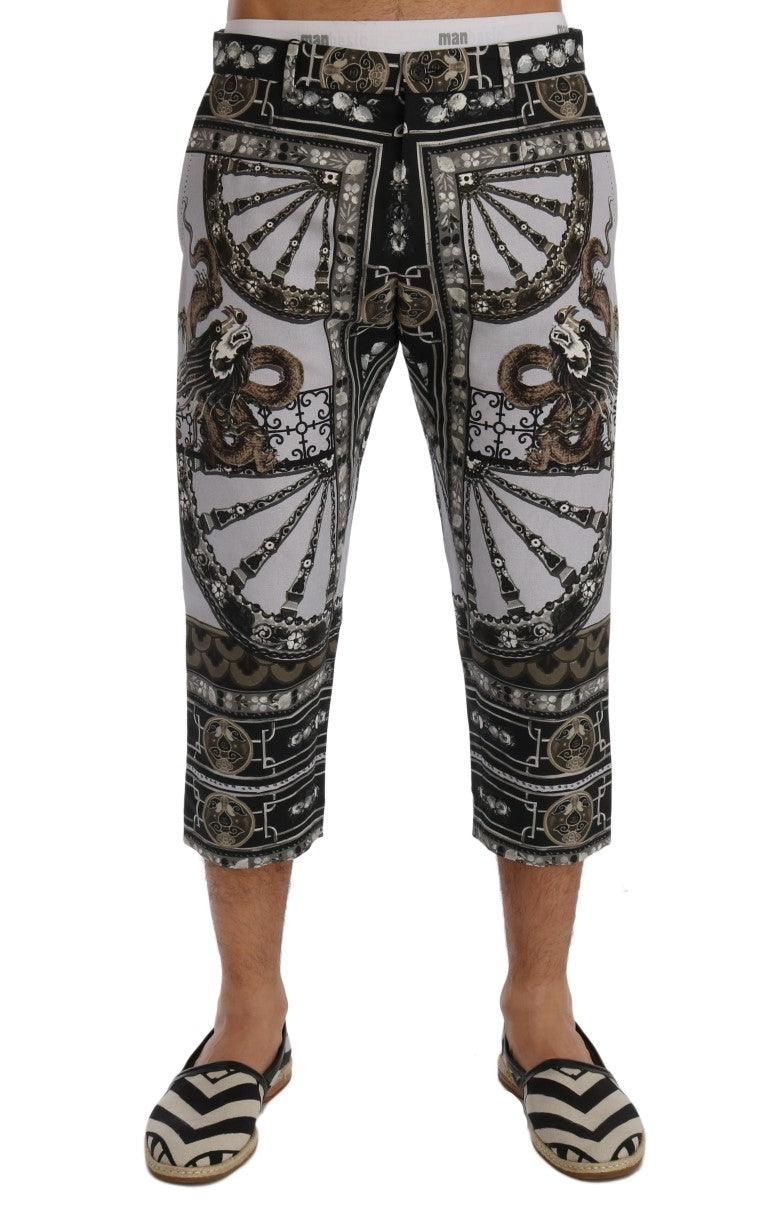 Capri Dragon Print Cropped Trousers