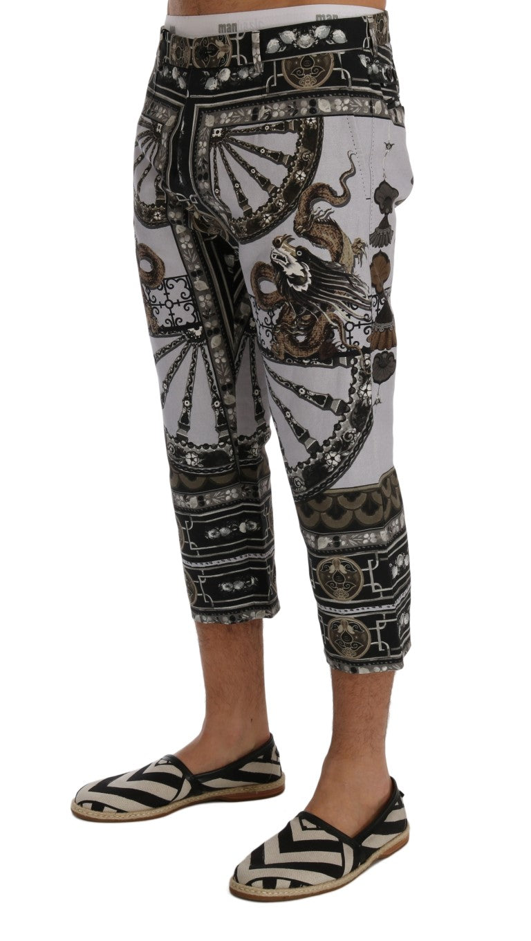 Capri Dragon Print Cropped Trousers