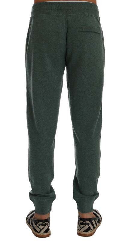 Elegant Green Cashmere Sport Pants