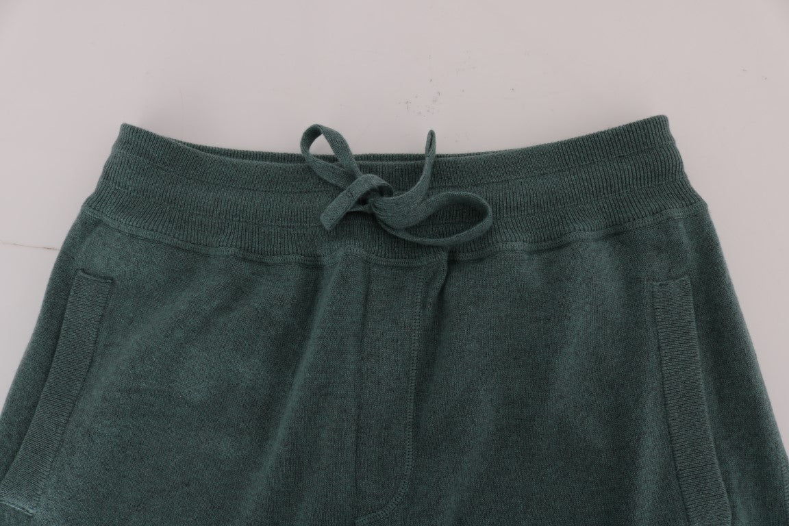 Elegant Green Cashmere Sport Pants