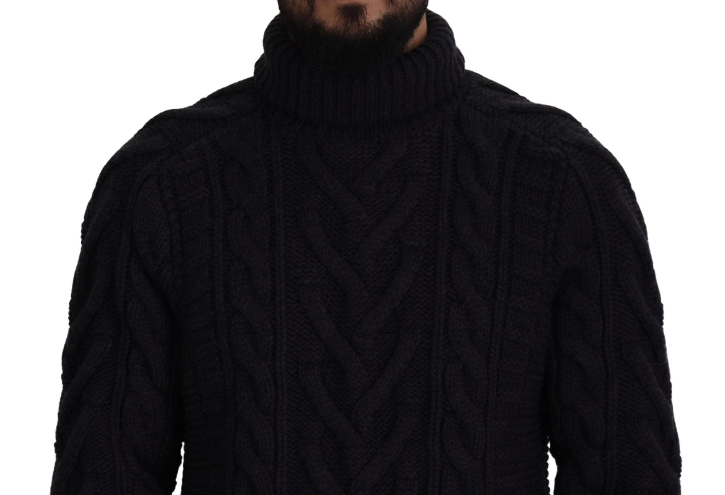 Elegant Black Wool-Cashmere Pullover Sweater