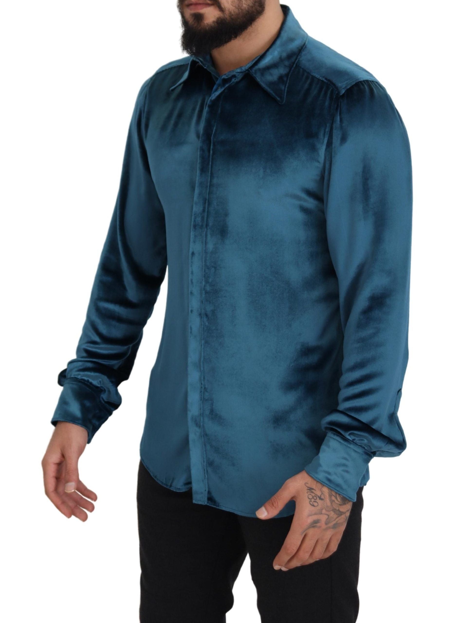 Elegant Blue Martini Slim Fit Casual Shirt