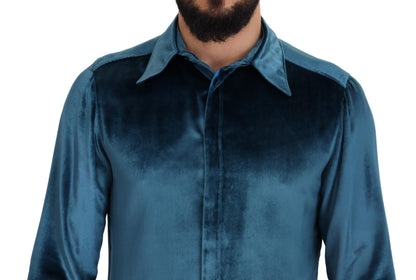 Elegant Blue Martini Slim Fit Casual Shirt