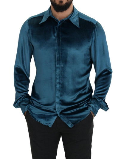 Elegant Blue Martini Slim Fit Casual Shirt