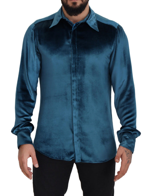 Elegant Blue Martini Slim Fit Casual Shirt