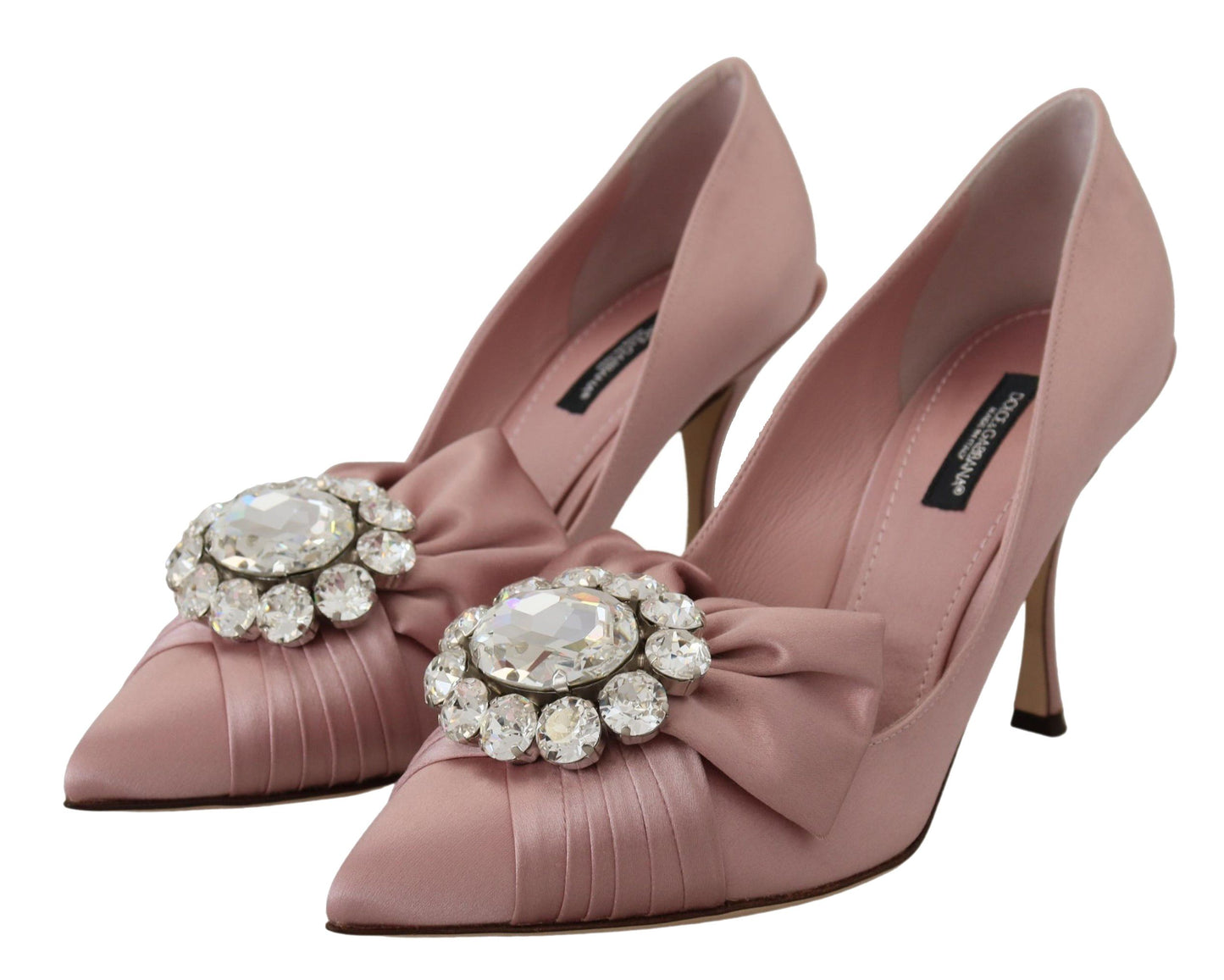 Crystal-Embellished Silk Bow Pumps