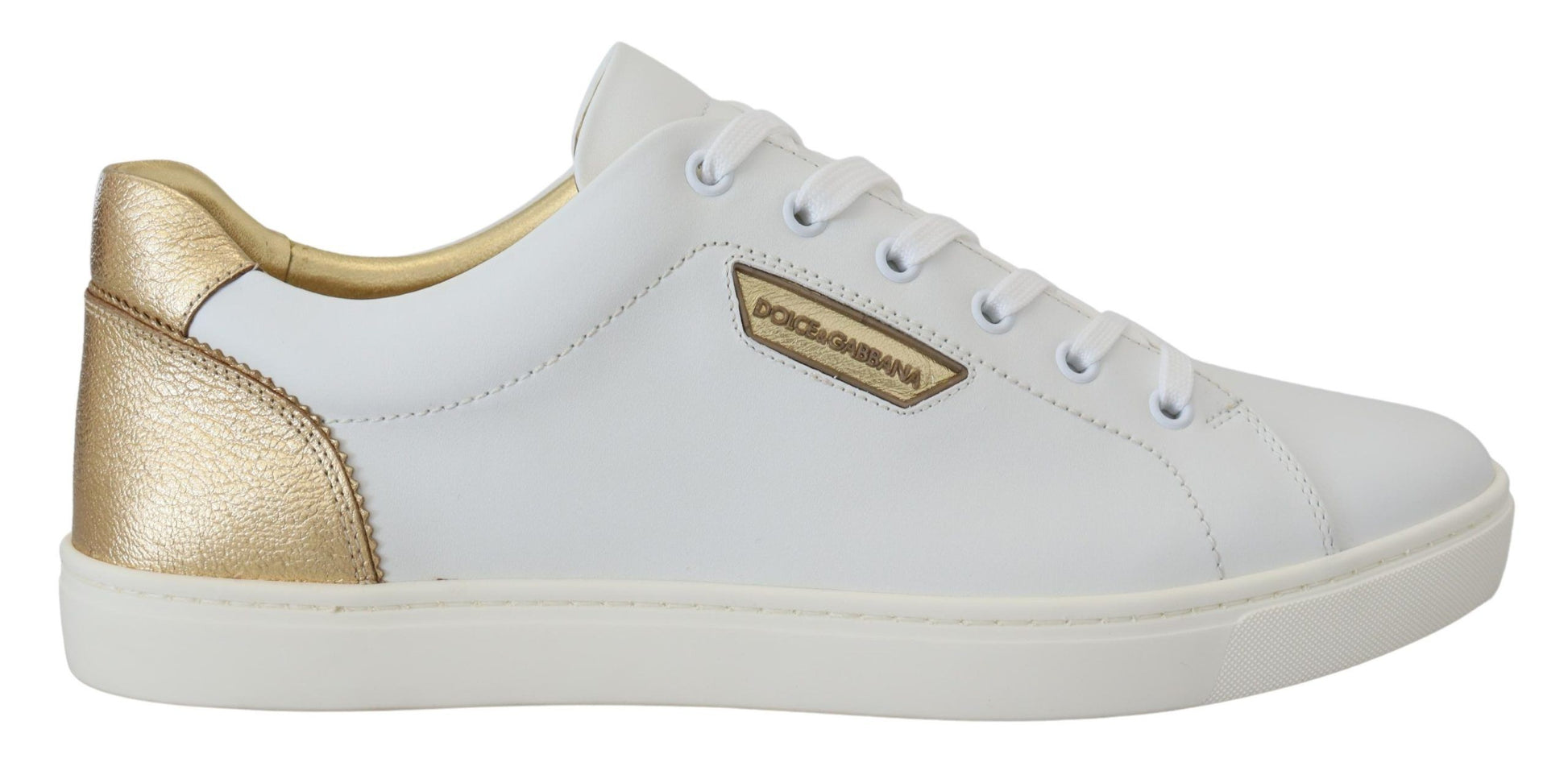 Elegant White Leather Low Top Sneakers