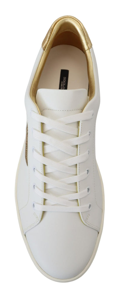 Elegant White Leather Low Top Sneakers