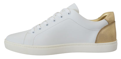 Elegant White Leather Low Top Sneakers