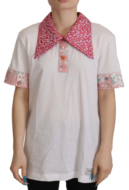 Elegant Collared Polo T-Shirt in Pristine White