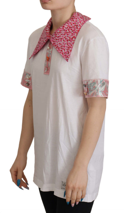 Elegant Collared Polo T-Shirt in Pristine White