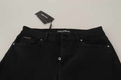 Sleek Black Cotton Stretch Skinny Jeans