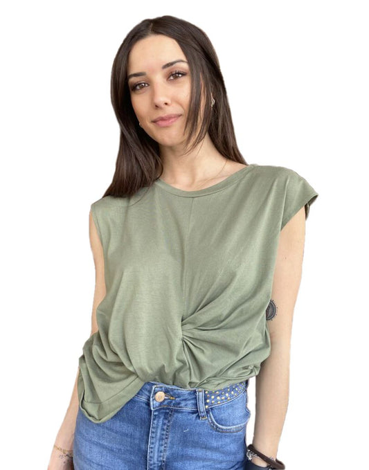 Elegant Sleeveless Knot-Front Top