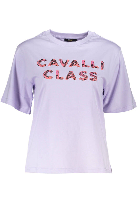 Elegant Purple Printed Tee with Chic Logo