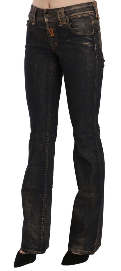 Chic Flared Mid Waist Black Denim