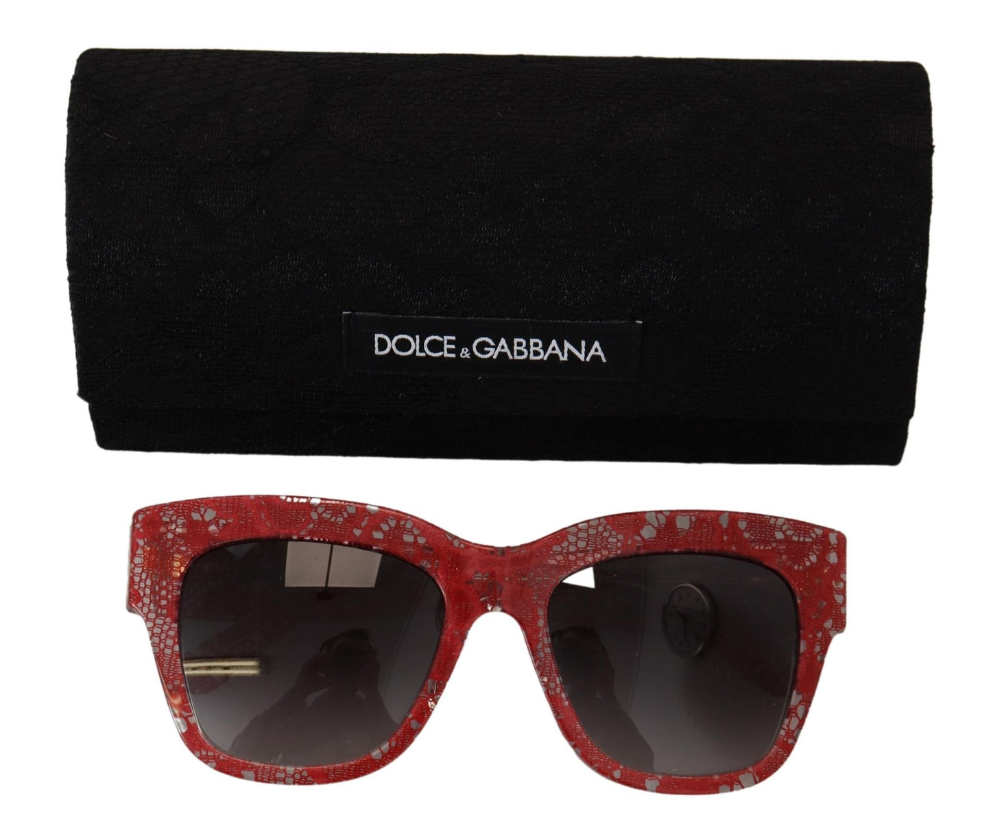 Elegant Lace-Infused Red Sunglasses