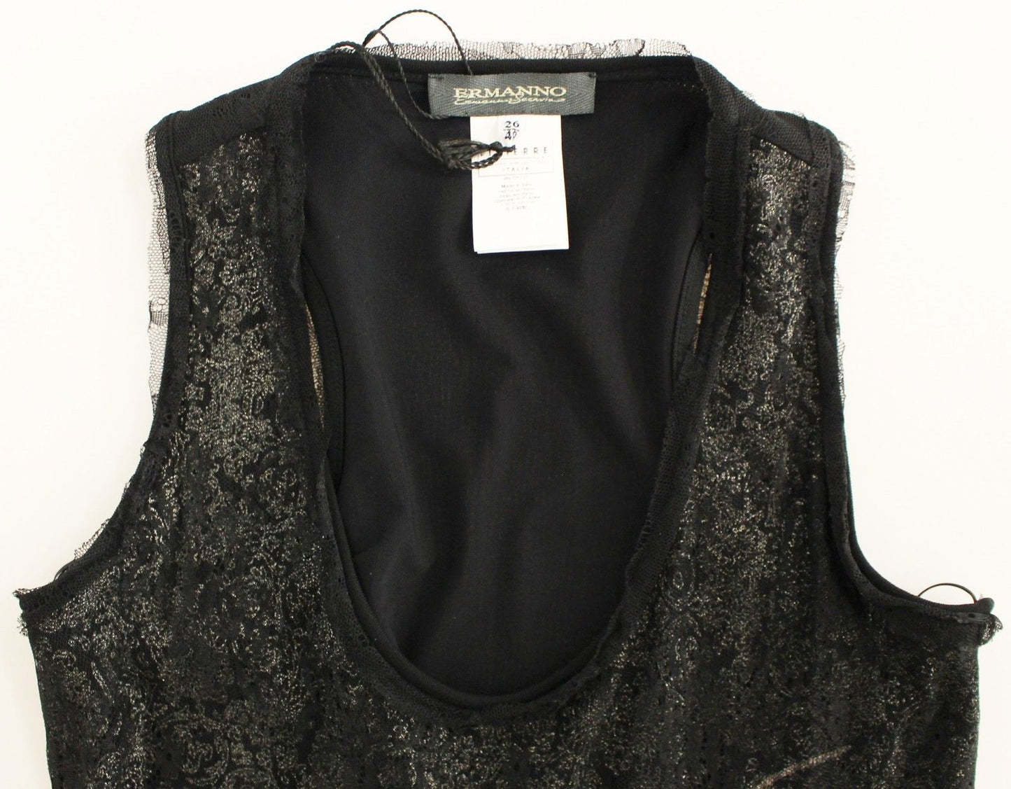 Black Nylon Lace Detail Mini Dress