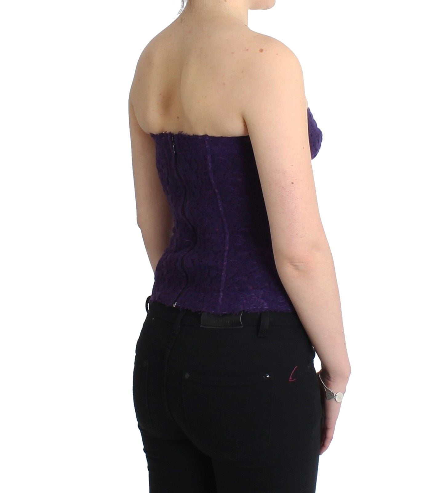 Purple Lace Silk Blend Bustier Corset