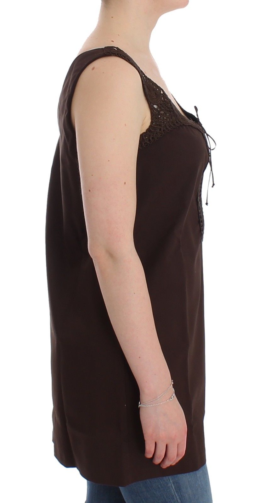 Chic Brown Tunic Cotton Dress Top