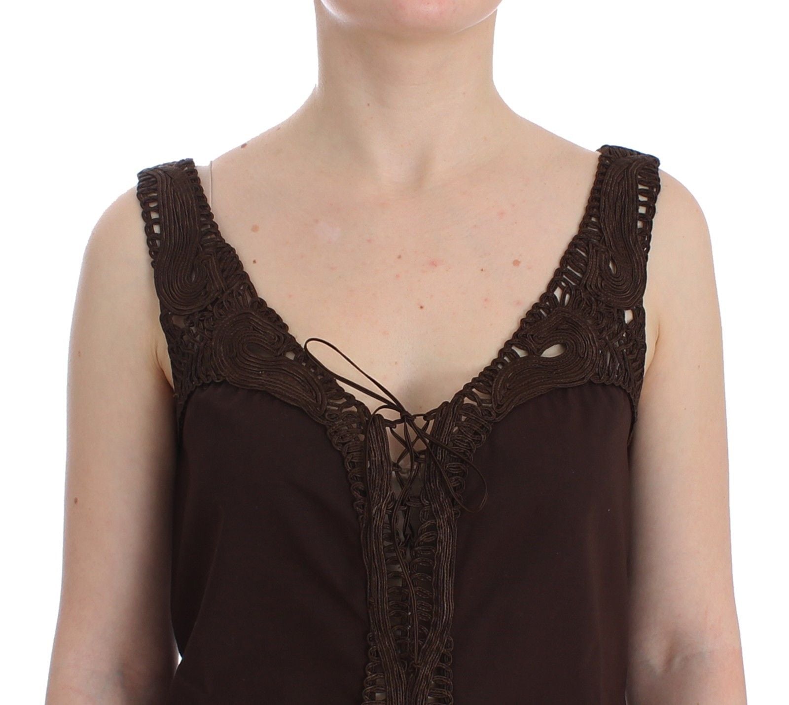 Chic Brown Tunic Cotton Dress Top