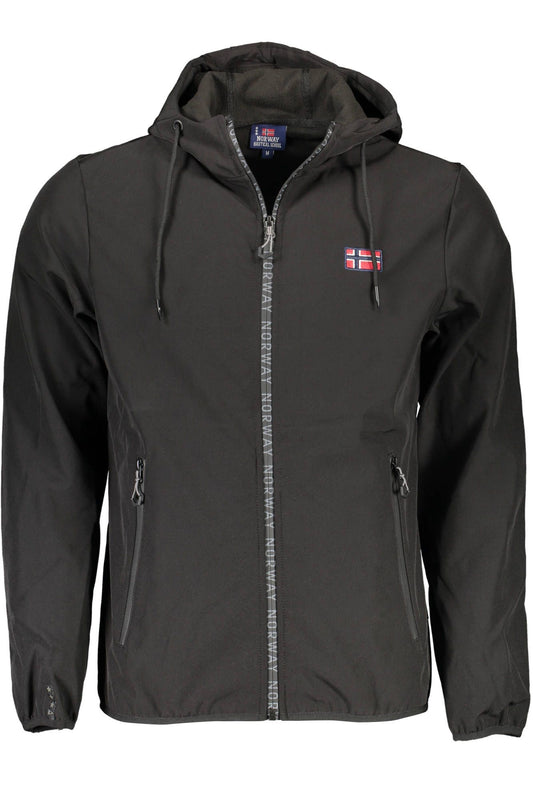 Sleek Soft Shell Hooded Jacket in Black