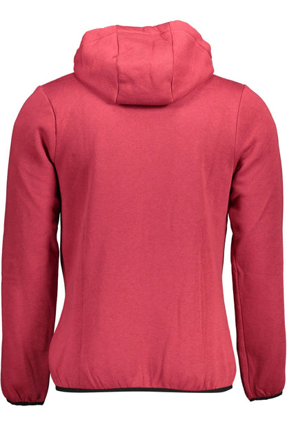 Chic Red Hooded Zip Sweatshirt with Embroidery