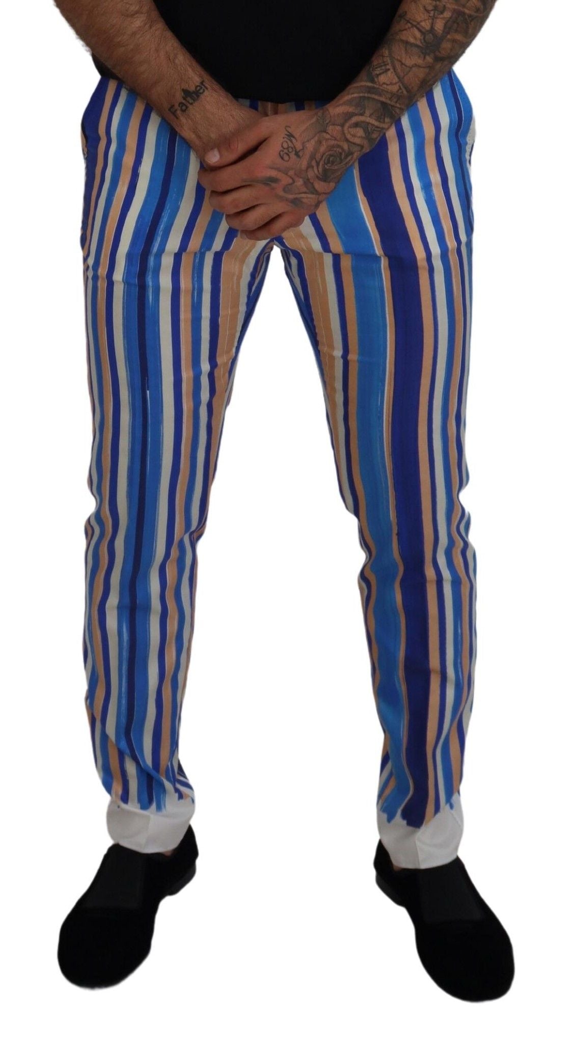 Sleek Striped Slim Fit Chinos