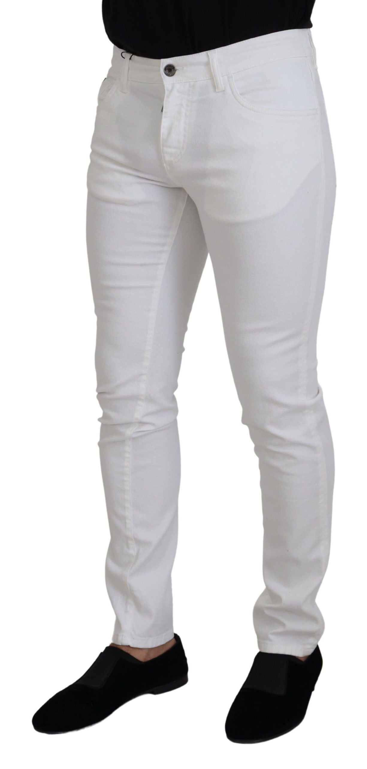 Elegant Slim Fit White Skinny Jeans