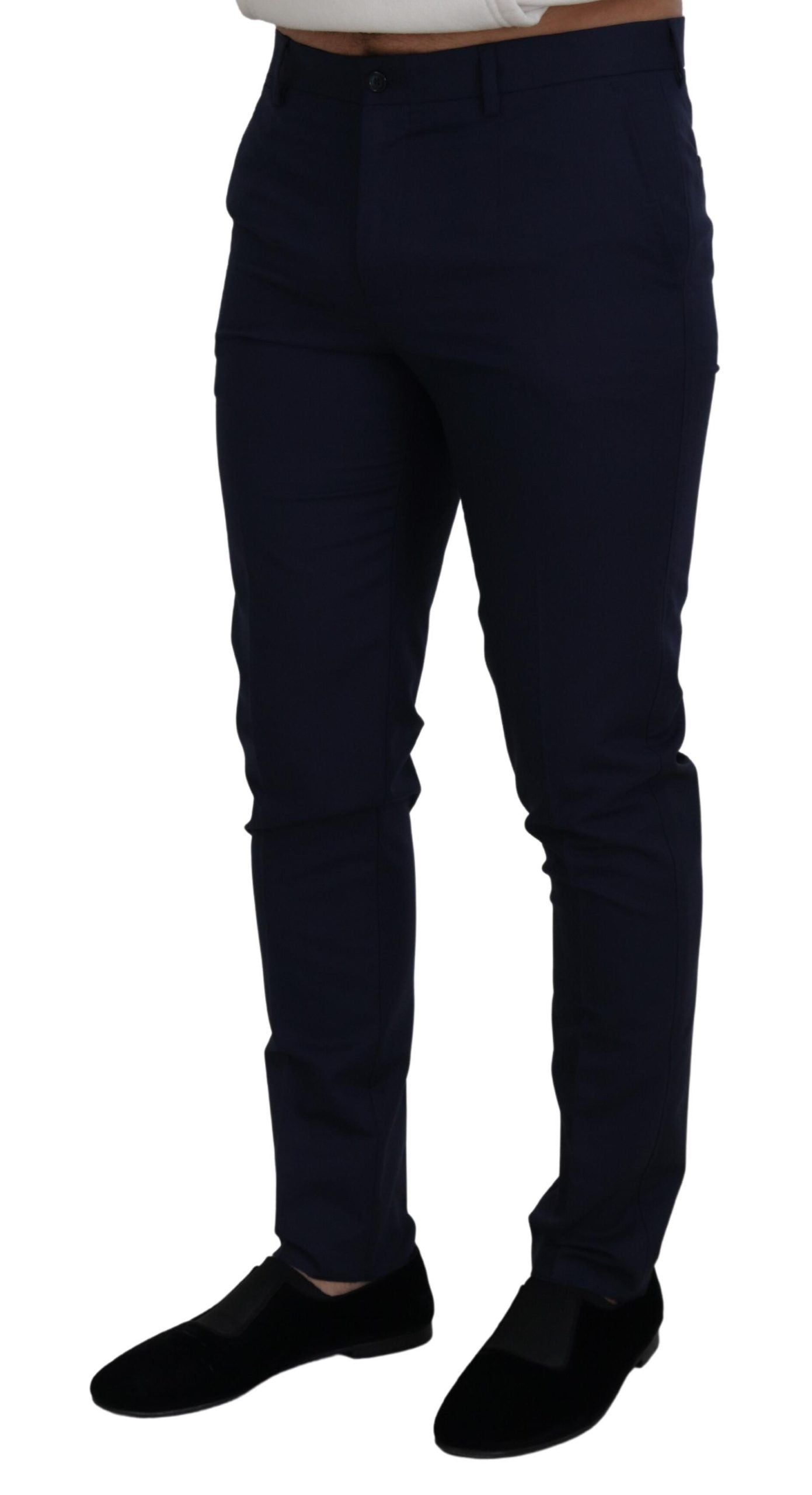 Elegant Slim Fit Blue Dress Pants