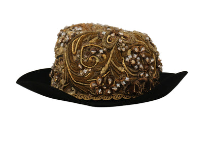 Elegant Black Gold Studded Fedora